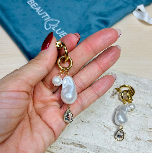 PEARL DROP HUGGIE EARRINGS