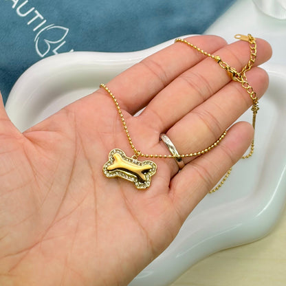 BONE DOG PENDANT NECKLACE