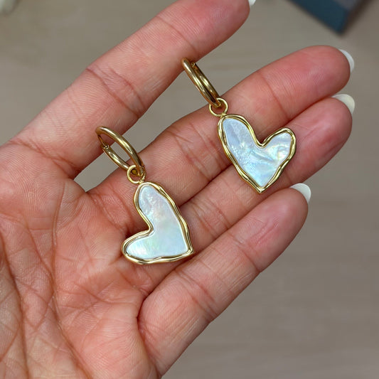 HEART HOOP DROP EARRINGS