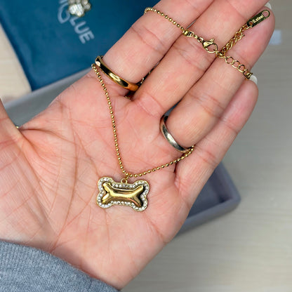 BONE DOG PENDANT NECKLACE