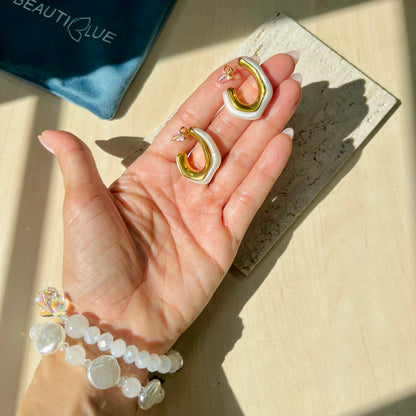 PEARL IRREGULAR HOOP EARRINGS