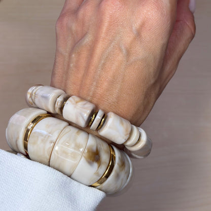 ELASTIC BEADS BEIGE BRACELET