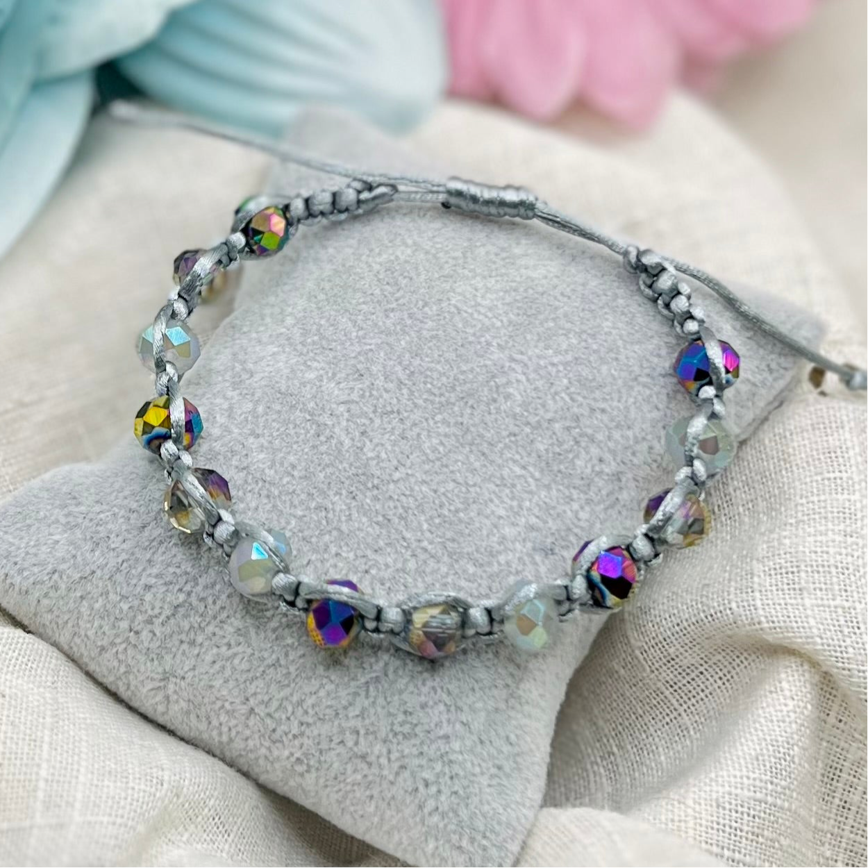 PURPLE GRAY MACRAME BRACELET