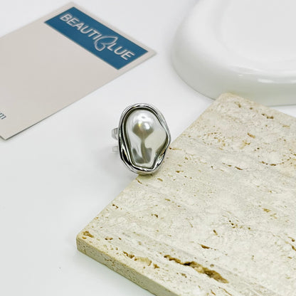 SILVER PEARL RING