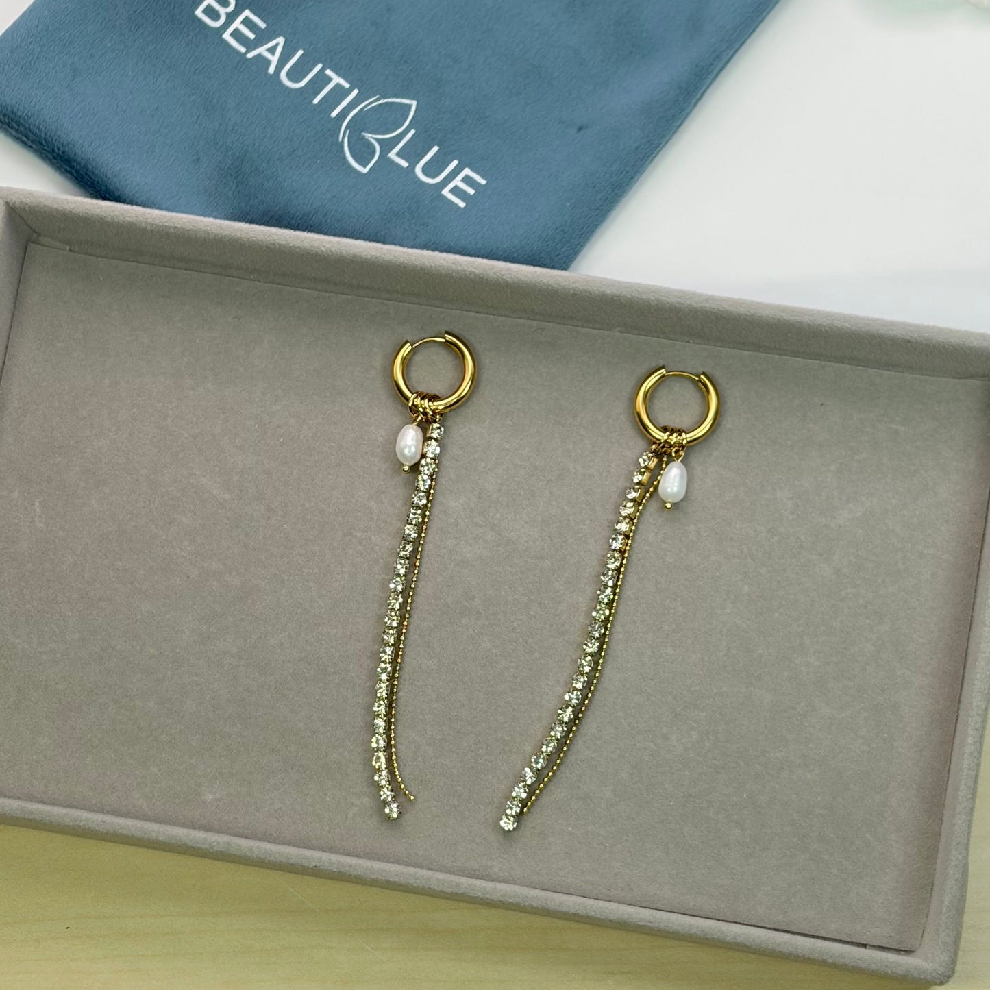 RHINESTONE TASSEL EARRINGS