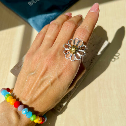 TWO TONE FLOWER RING